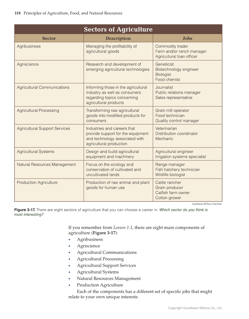 Principles of Agriculture, Food, and Natural Resources, 1st Edition page 118
