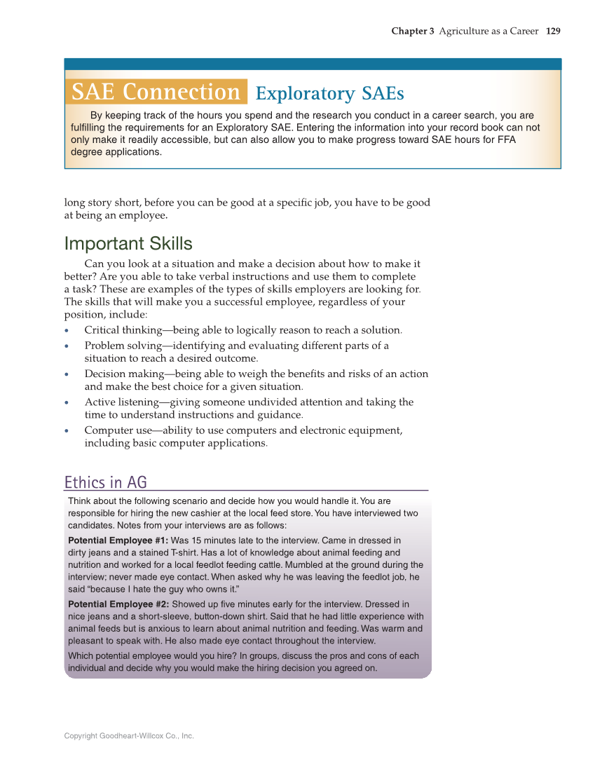 Principles of Agriculture, Food, and Natural Resources, 1st Edition page 129