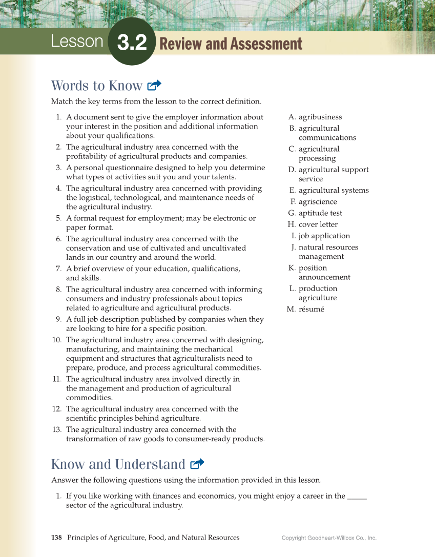 Principles of Agriculture, Food, and Natural Resources, 1st Edition page 138