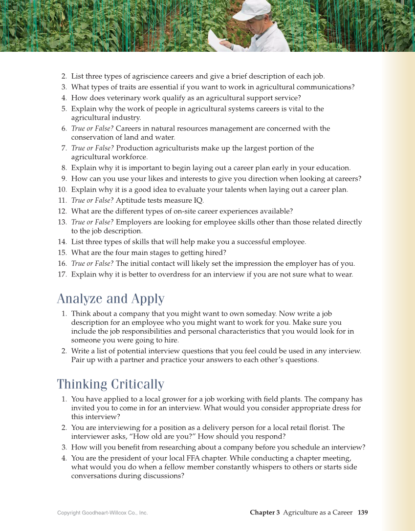 Principles of Agriculture, Food, and Natural Resources, 1st Edition page 139