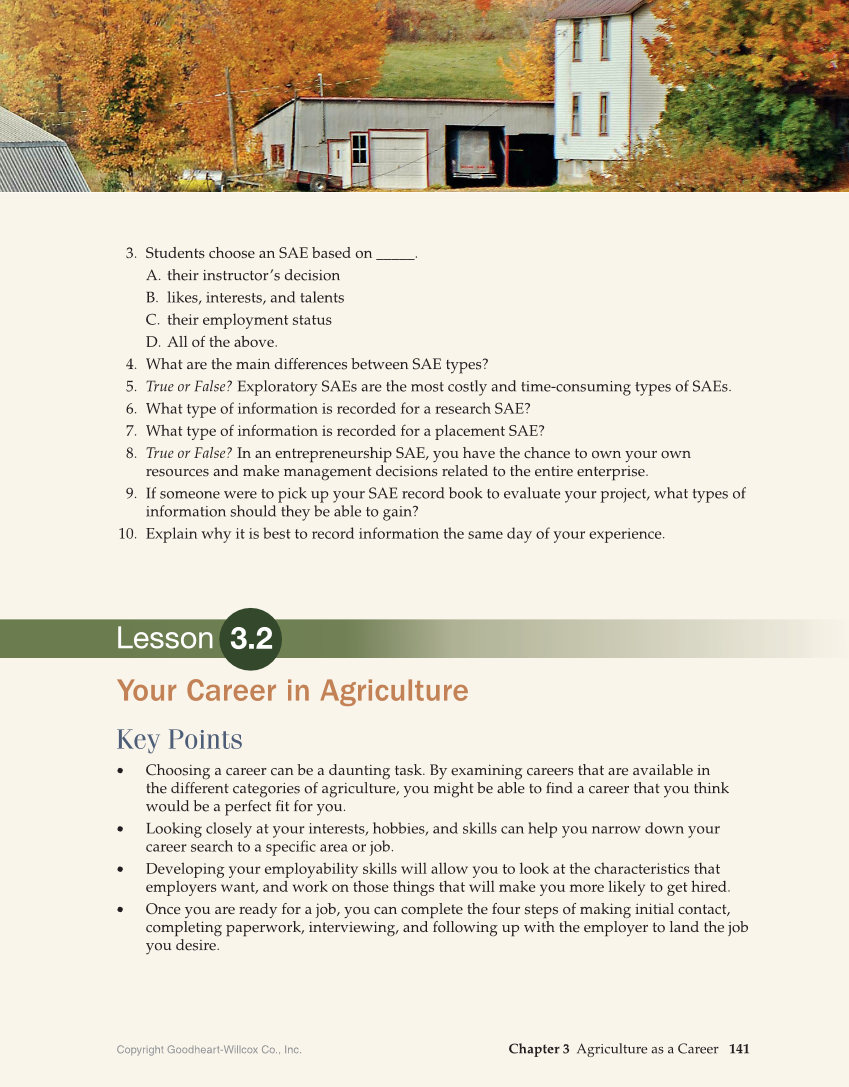 Principles of Agriculture, Food, and Natural Resources, 1st Edition page 141