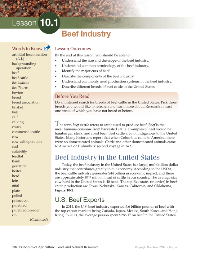 Principles of Agriculture, Food, and Natural Resources, 1st Edition page 508