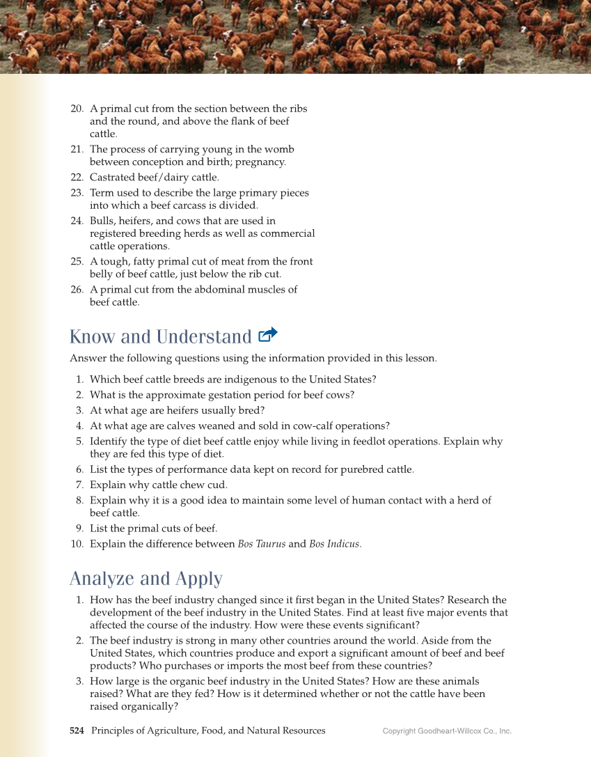 Principles of Agriculture, Food, and Natural Resources, 1st Edition page 524