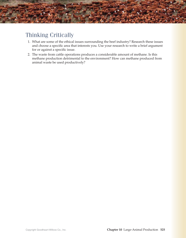 Principles of Agriculture, Food, and Natural Resources, 1st Edition page 525