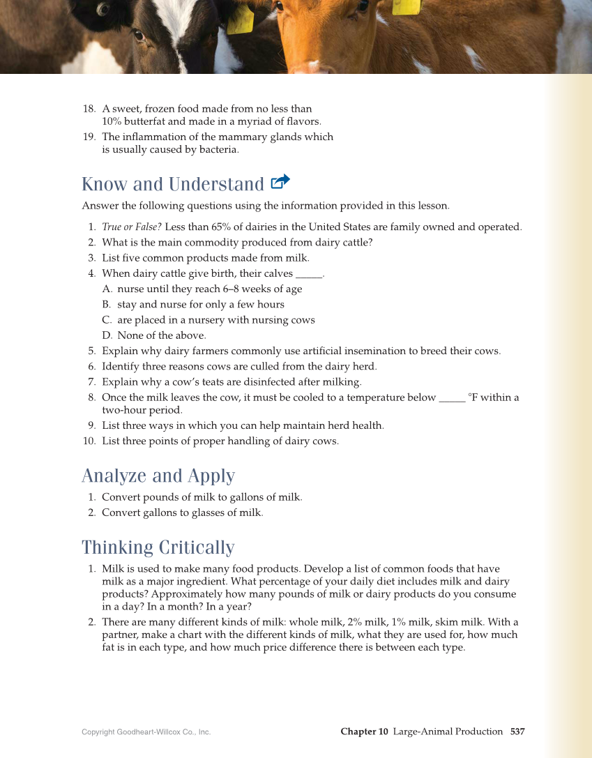 Principles of Agriculture, Food, and Natural Resources, 1st Edition page 537