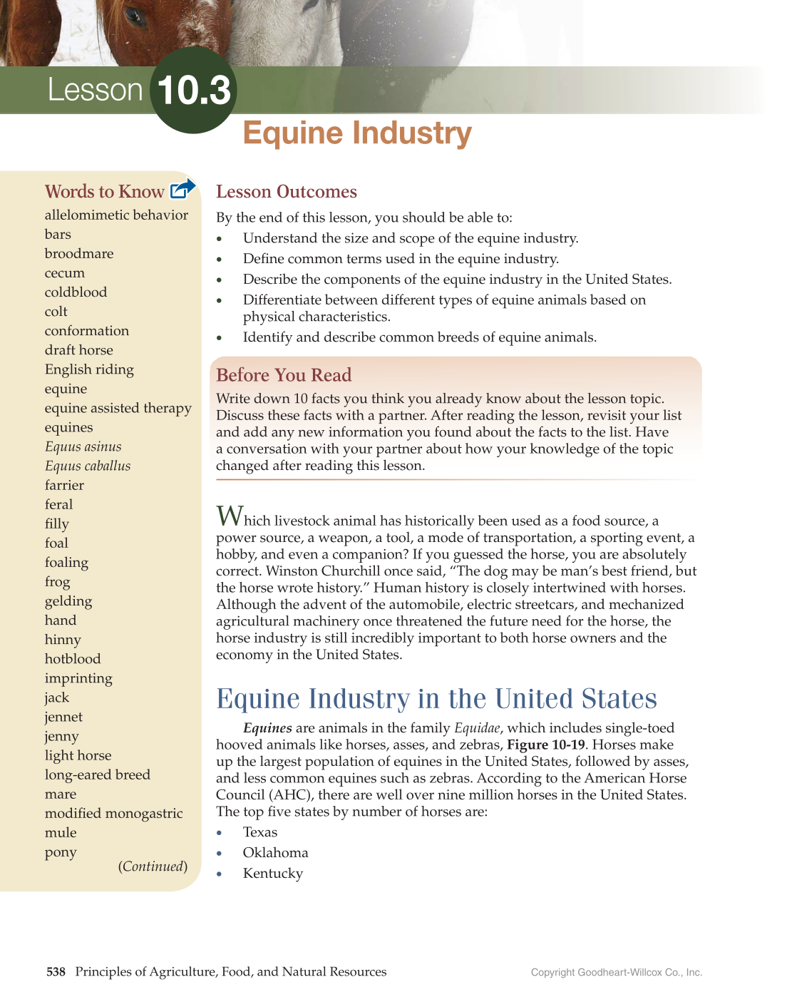Principles of Agriculture, Food, and Natural Resources, 1st Edition page 538