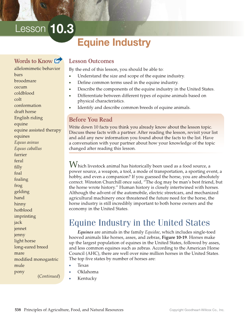 Principles of Agriculture, Food, and Natural Resources, 1st Edition page 538