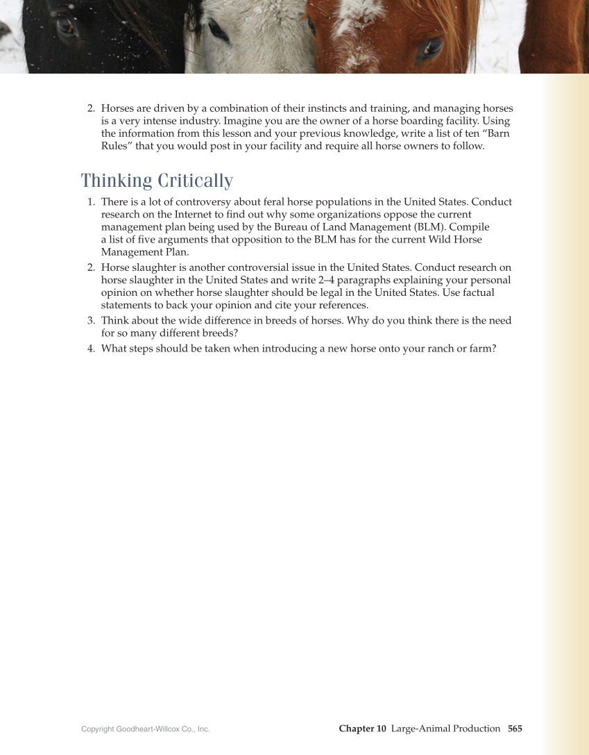 Principles of Agriculture, Food, and Natural Resources, 1st Edition page 565