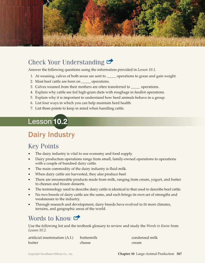 Principles of Agriculture, Food, and Natural Resources, 1st Edition page 567