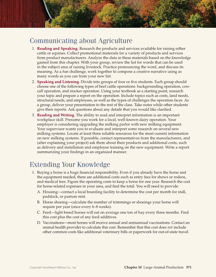 Principles of Agriculture, Food, and Natural Resources, 1st Edition page 571