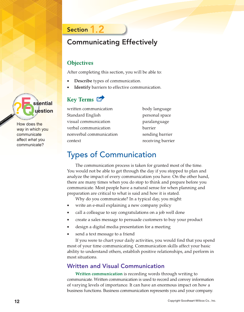 Professional Communication, 1st Edition page 12