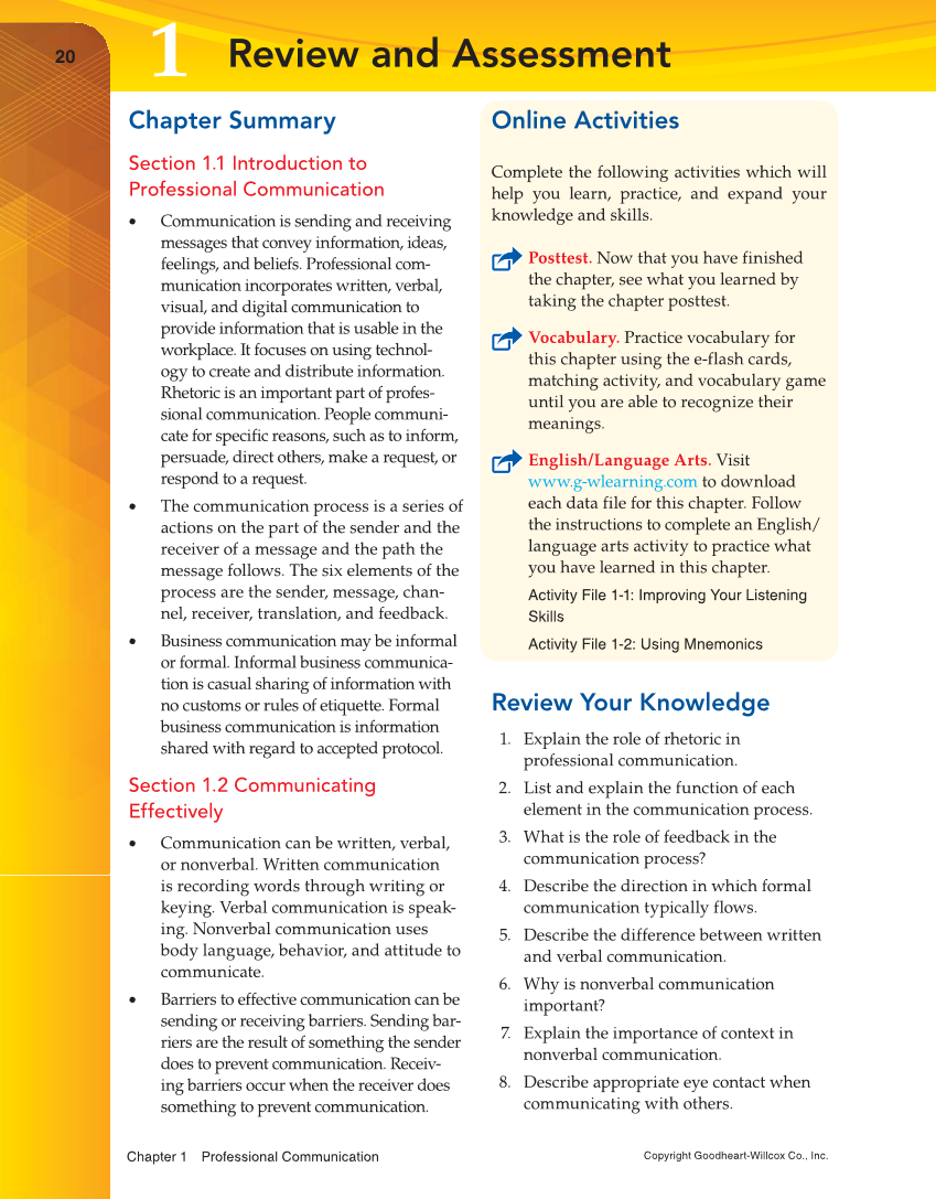 Professional Communication, 1st Edition page 20