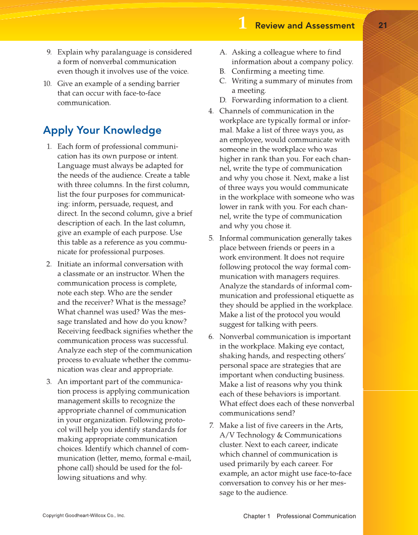 Professional Communication, 1st Edition page 21