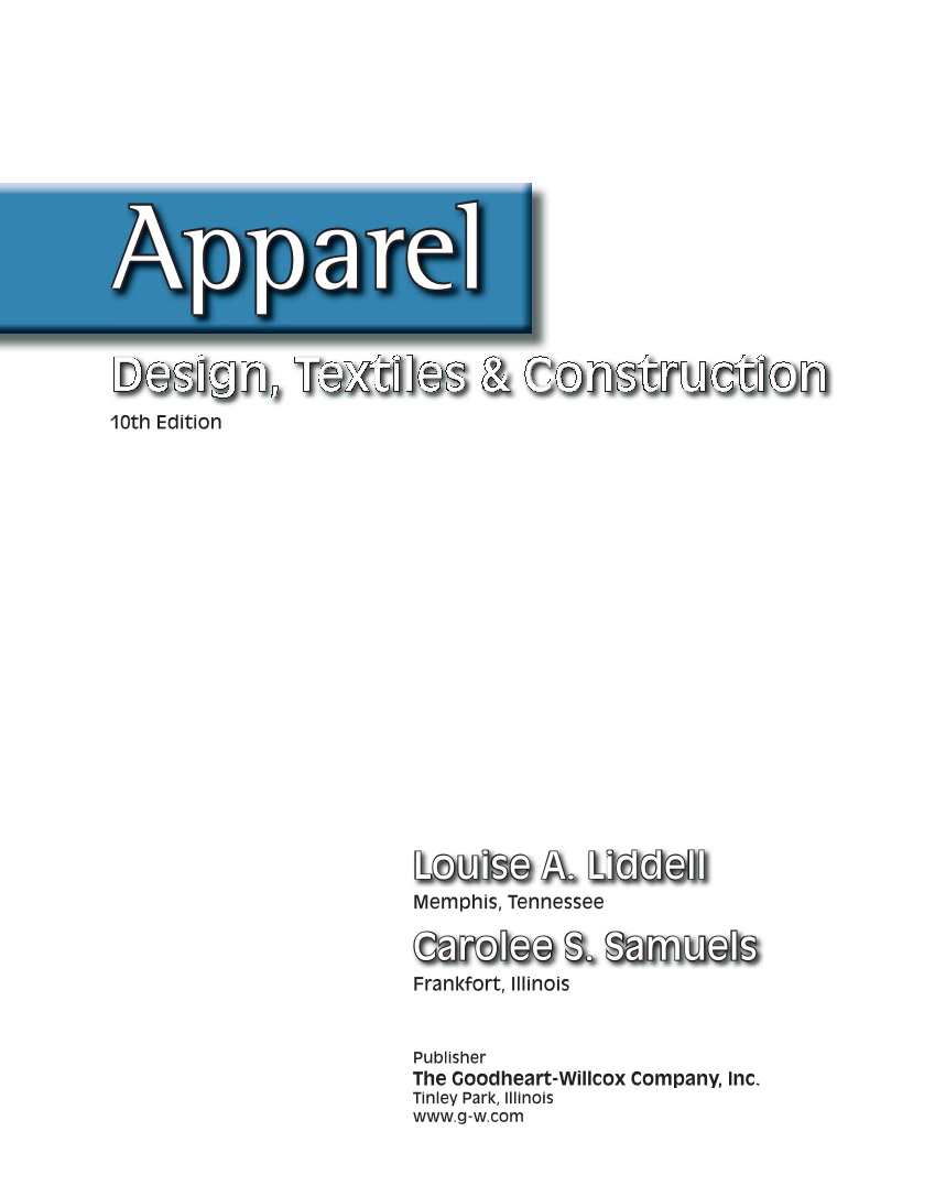 Apparel: Design, Textiles & Construction, 10th Edition page 1