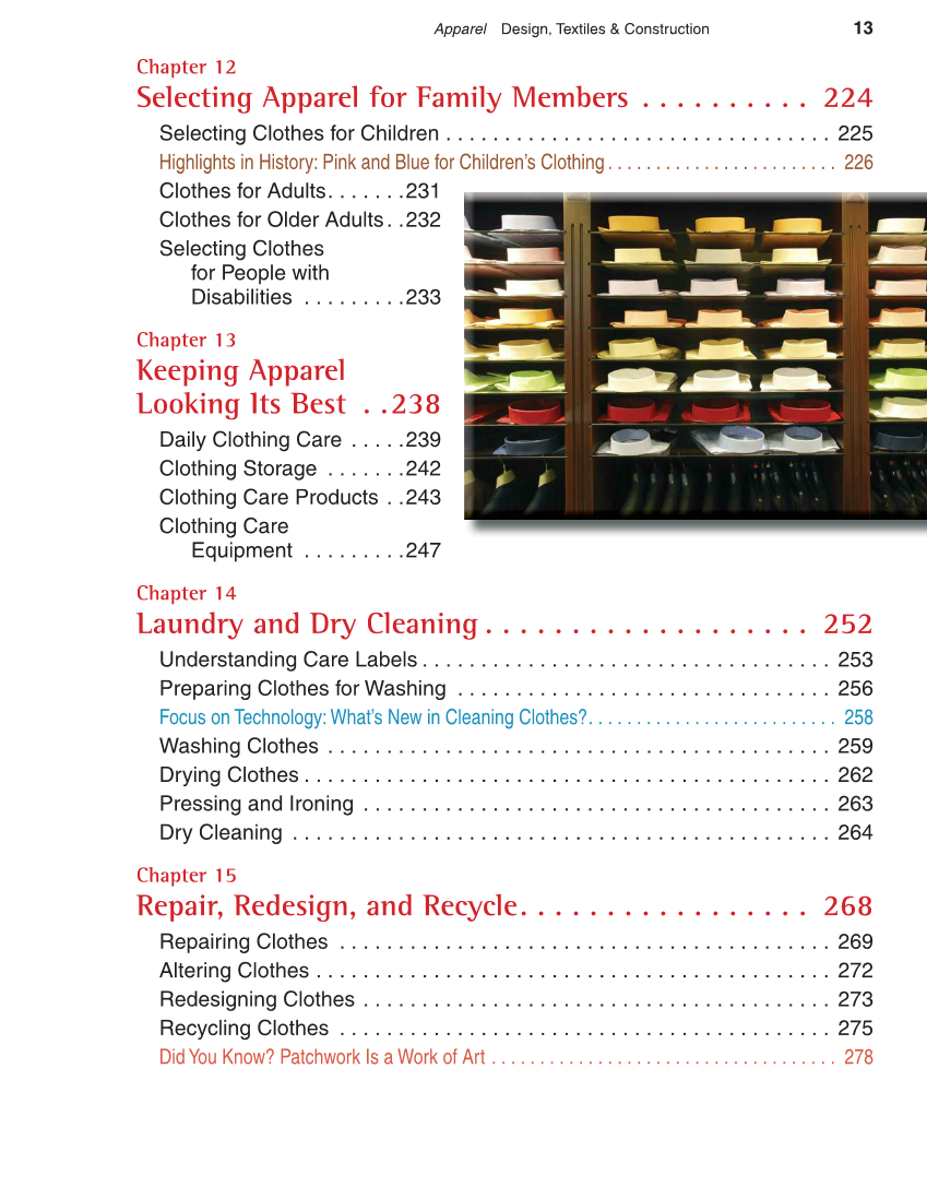 Apparel: Design, Textiles & Construction, 10th Edition page 13
