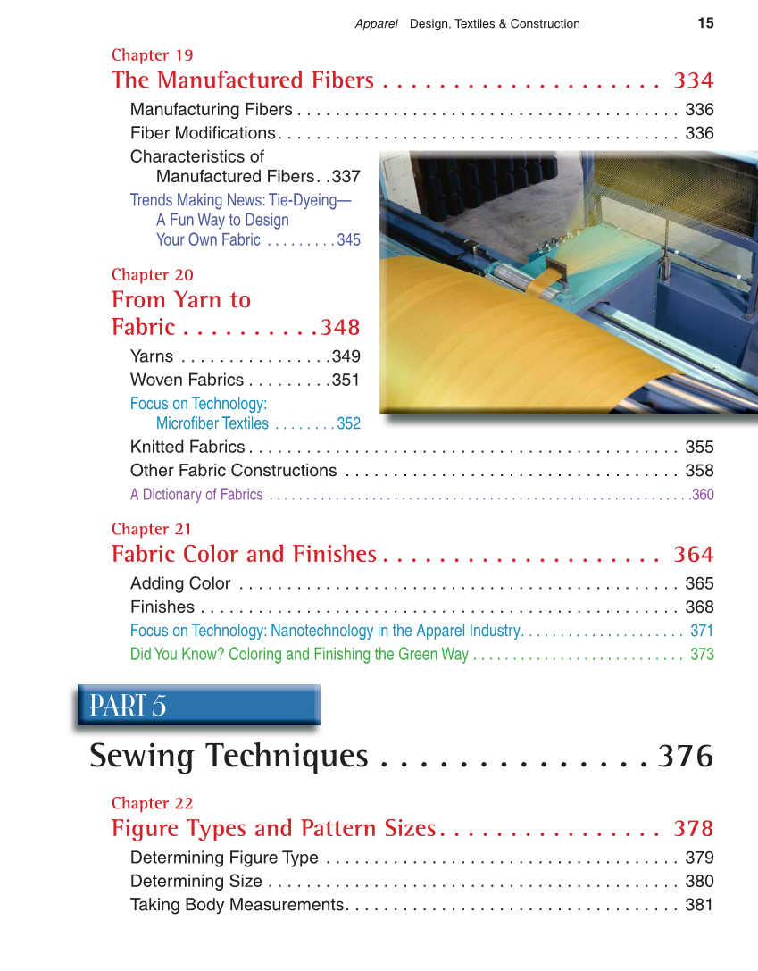 Apparel: Design, Textiles & Construction, 10th Edition page 15