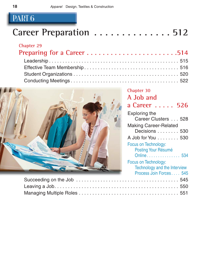 Apparel: Design, Textiles & Construction, 10th Edition page 18