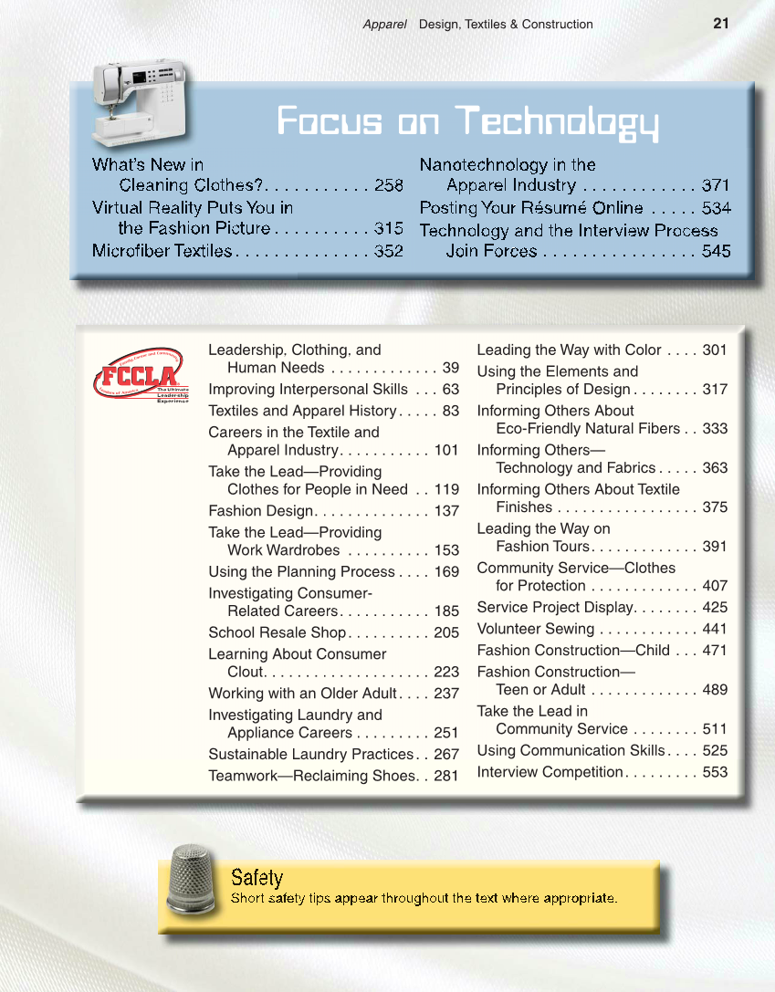 Apparel: Design, Textiles & Construction, 10th Edition page 21