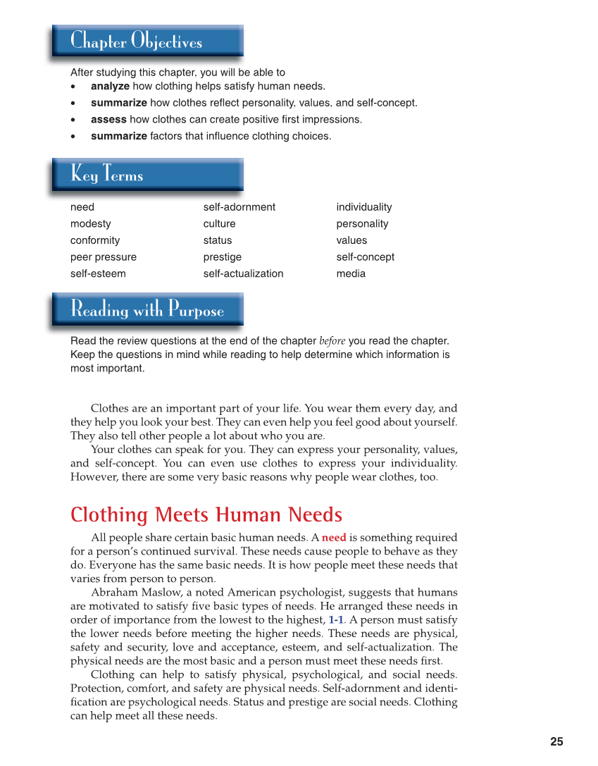 Apparel: Design, Textiles & Construction, 10th Edition page 25