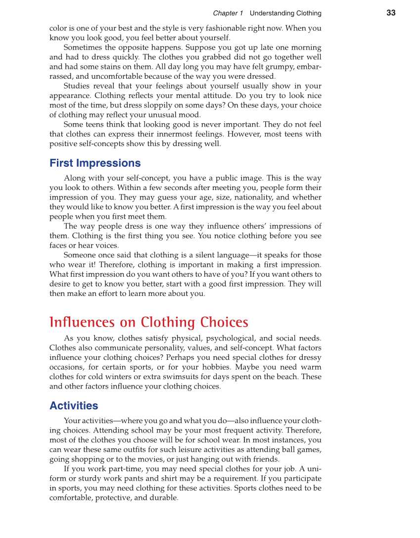 Apparel: Design, Textiles & Construction, 10th Edition page 33