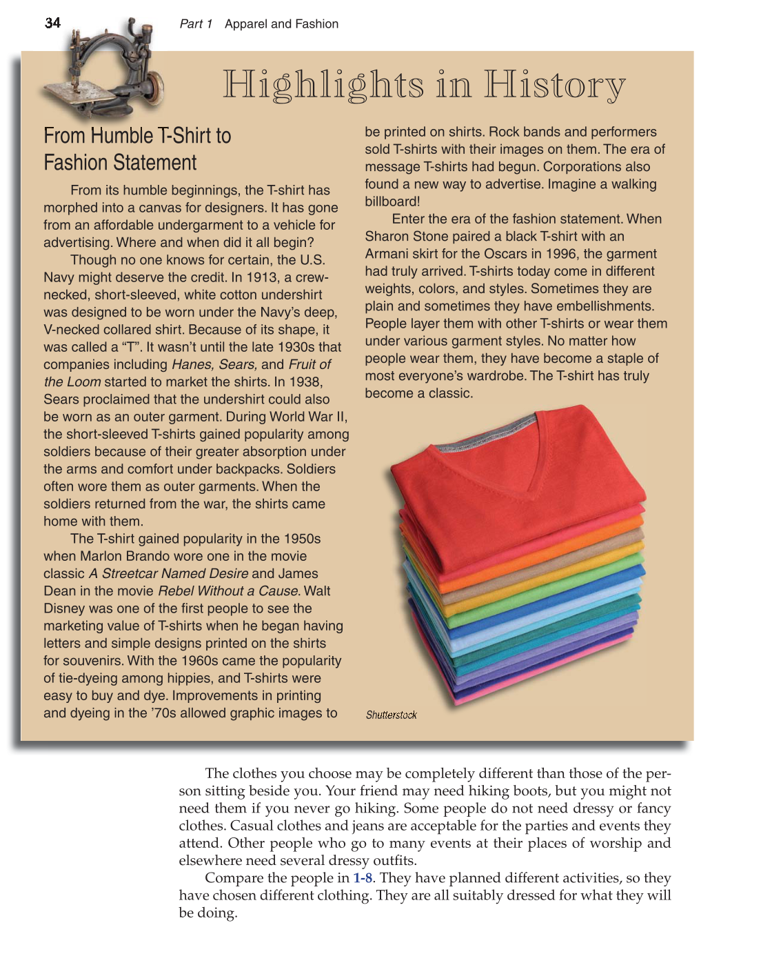 Apparel: Design, Textiles & Construction, 10th Edition page 34