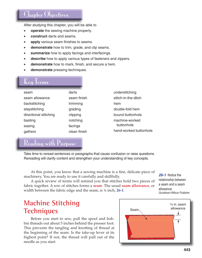 Apparel: Design, Textiles & Construction, 10th Edition page 443