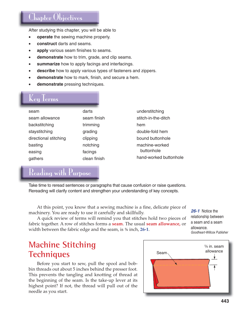 Apparel: Design, Textiles & Construction, 10th Edition page 443