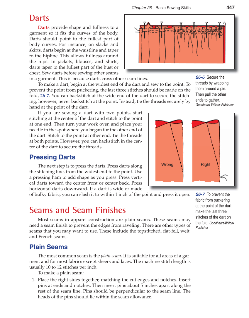 Apparel: Design, Textiles & Construction, 10th Edition page 447