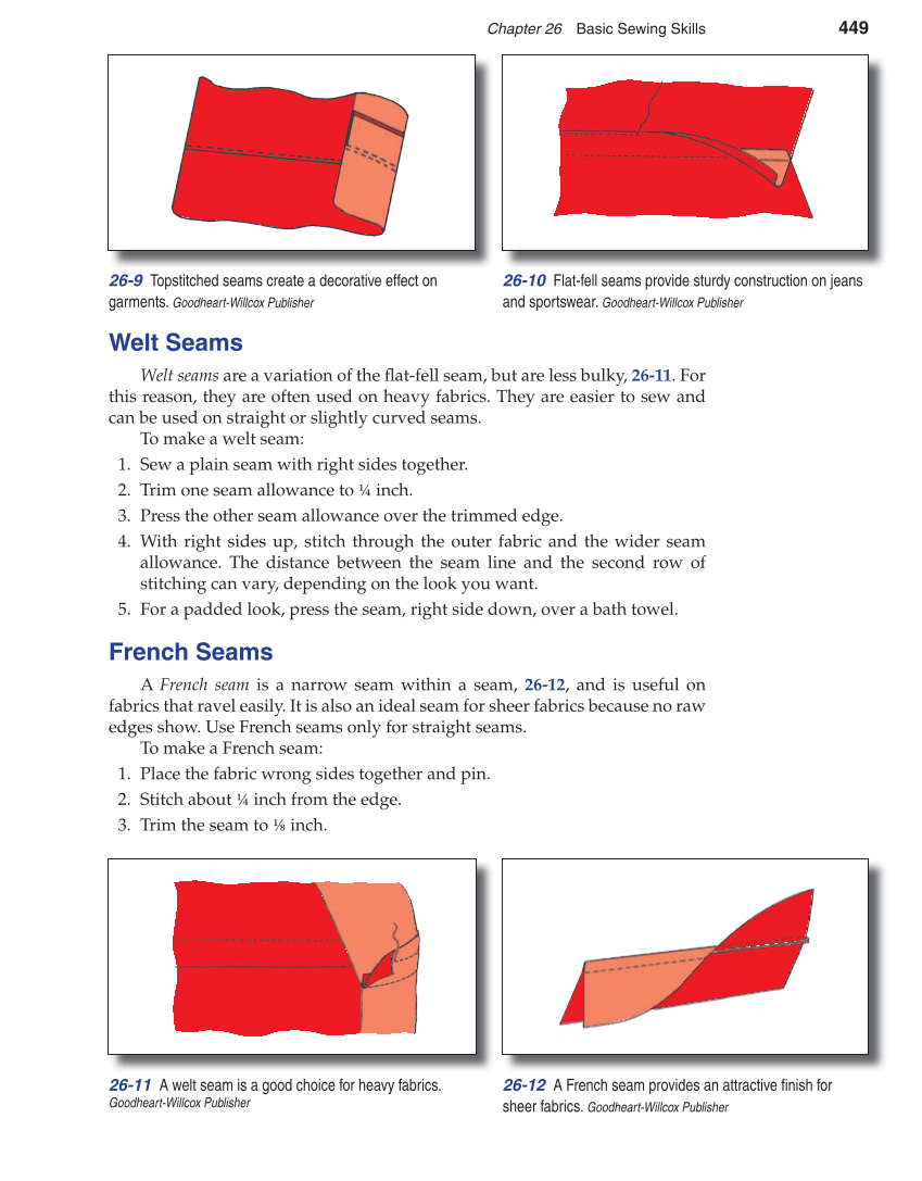 Apparel: Design, Textiles & Construction, 10th Edition page 449