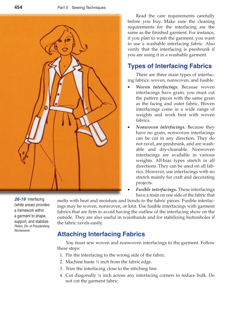 Apparel: Design, Textiles & Construction, 10th Edition page 454