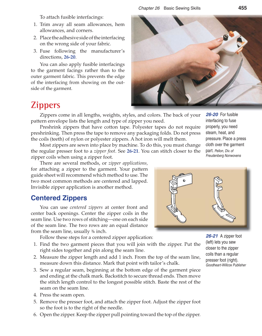 Apparel: Design, Textiles & Construction, 10th Edition page 455