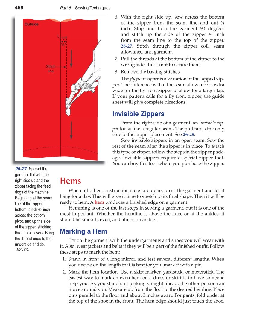 Apparel: Design, Textiles & Construction, 10th Edition page 458