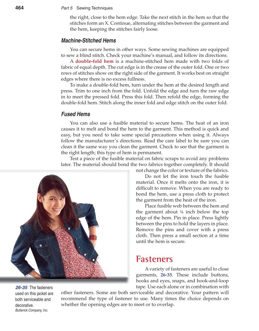 Apparel: Design, Textiles & Construction, 10th Edition page 464