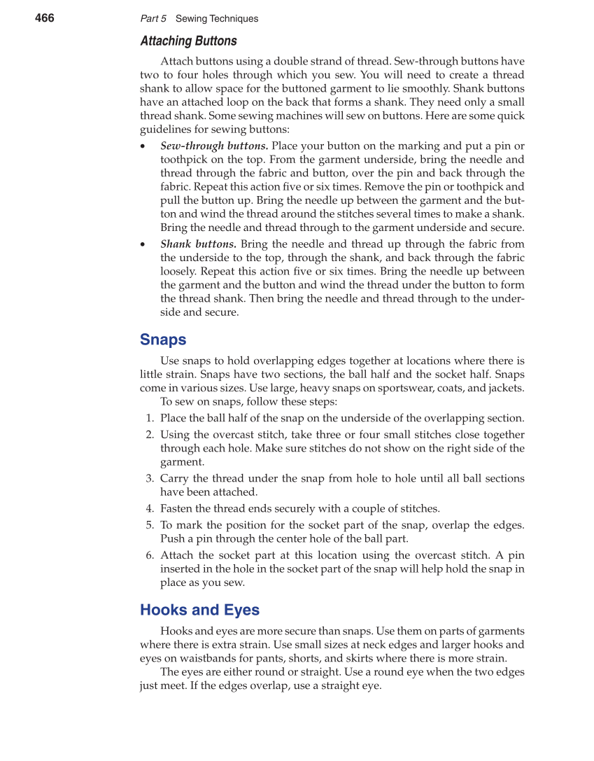 Apparel: Design, Textiles & Construction, 10th Edition page 466