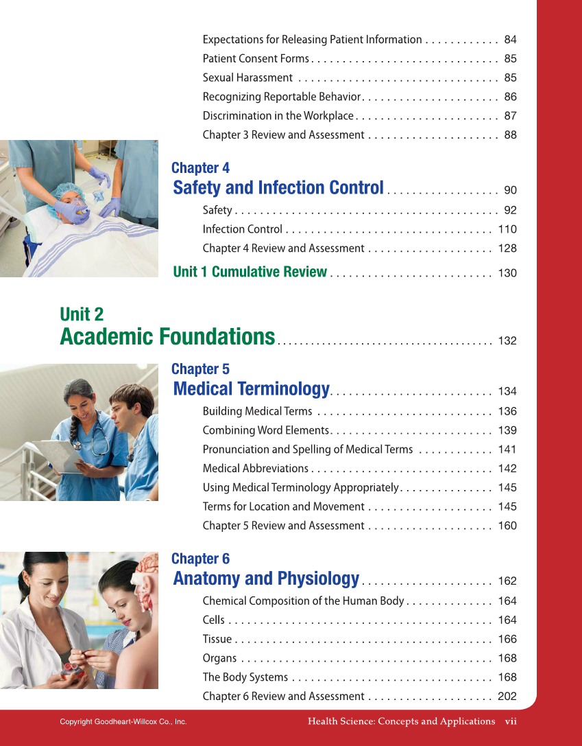 Health Science: Concepts and Applications, 1st Edition page vii