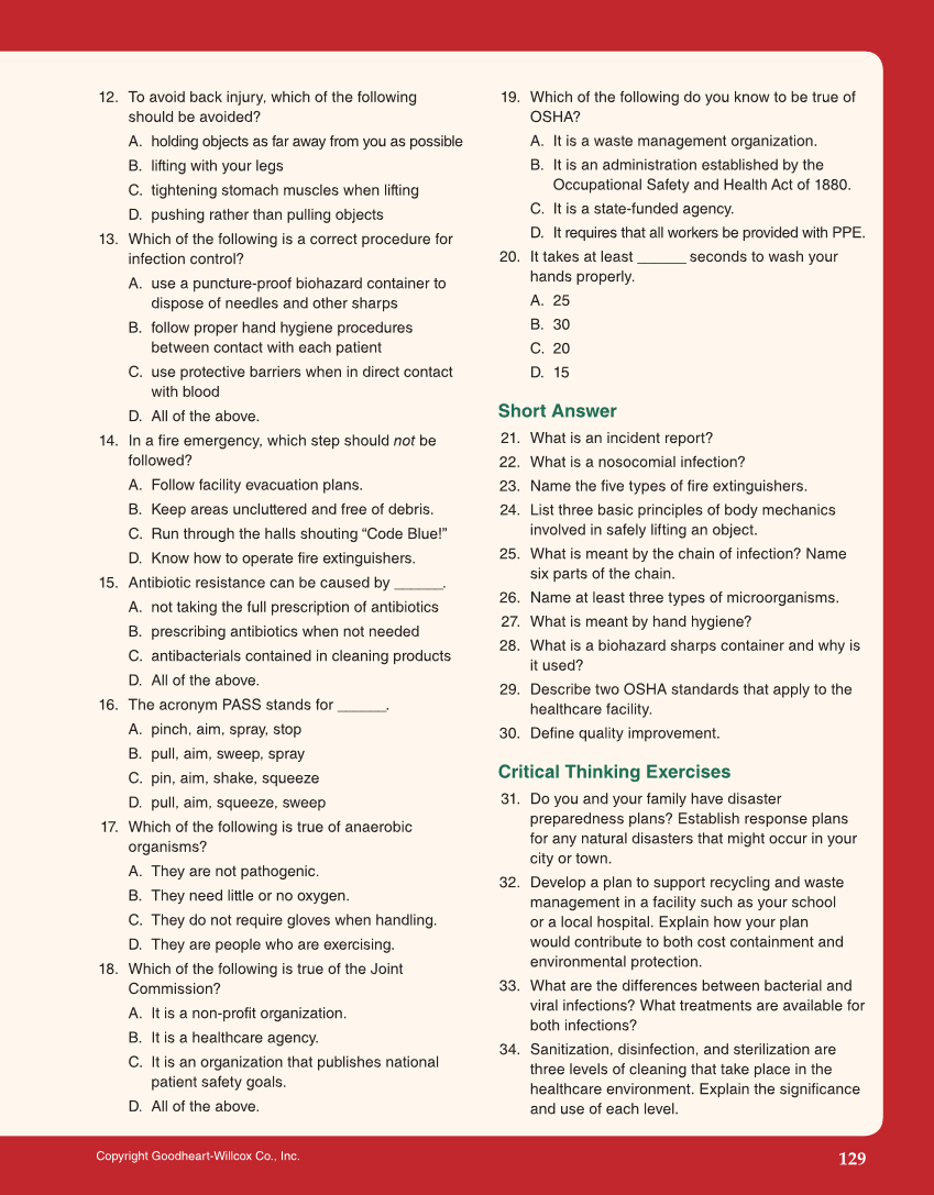 Health Science: Concepts and Applications, 1st Edition page 129