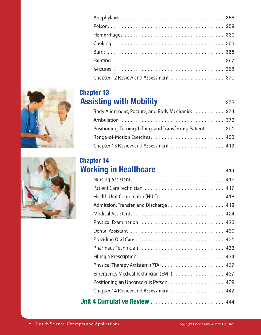 Health Science: Concepts and Applications, 1st Edition page x