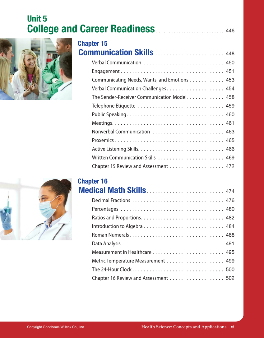 Health Science: Concepts and Applications, 1st Edition page xi