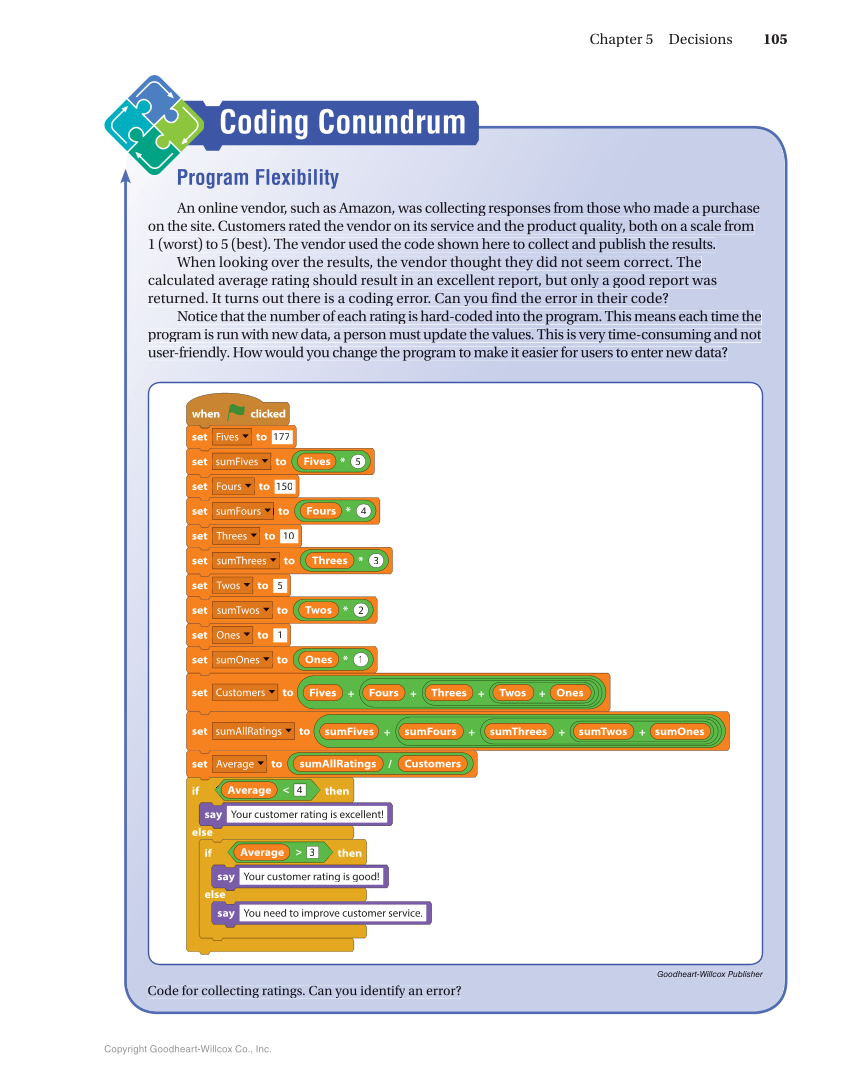 Introduction to Computer Science: Coding, 1st Edition page 105