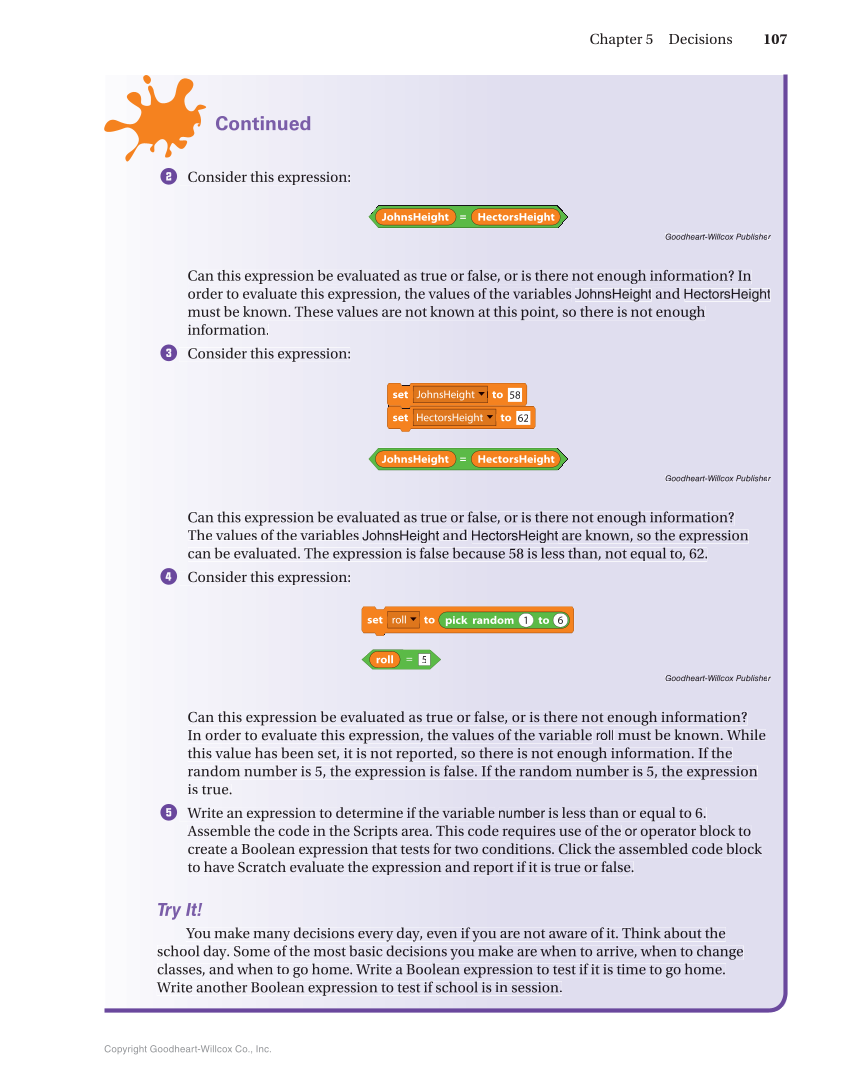 Introduction to Computer Science: Coding, 1st Edition page 107