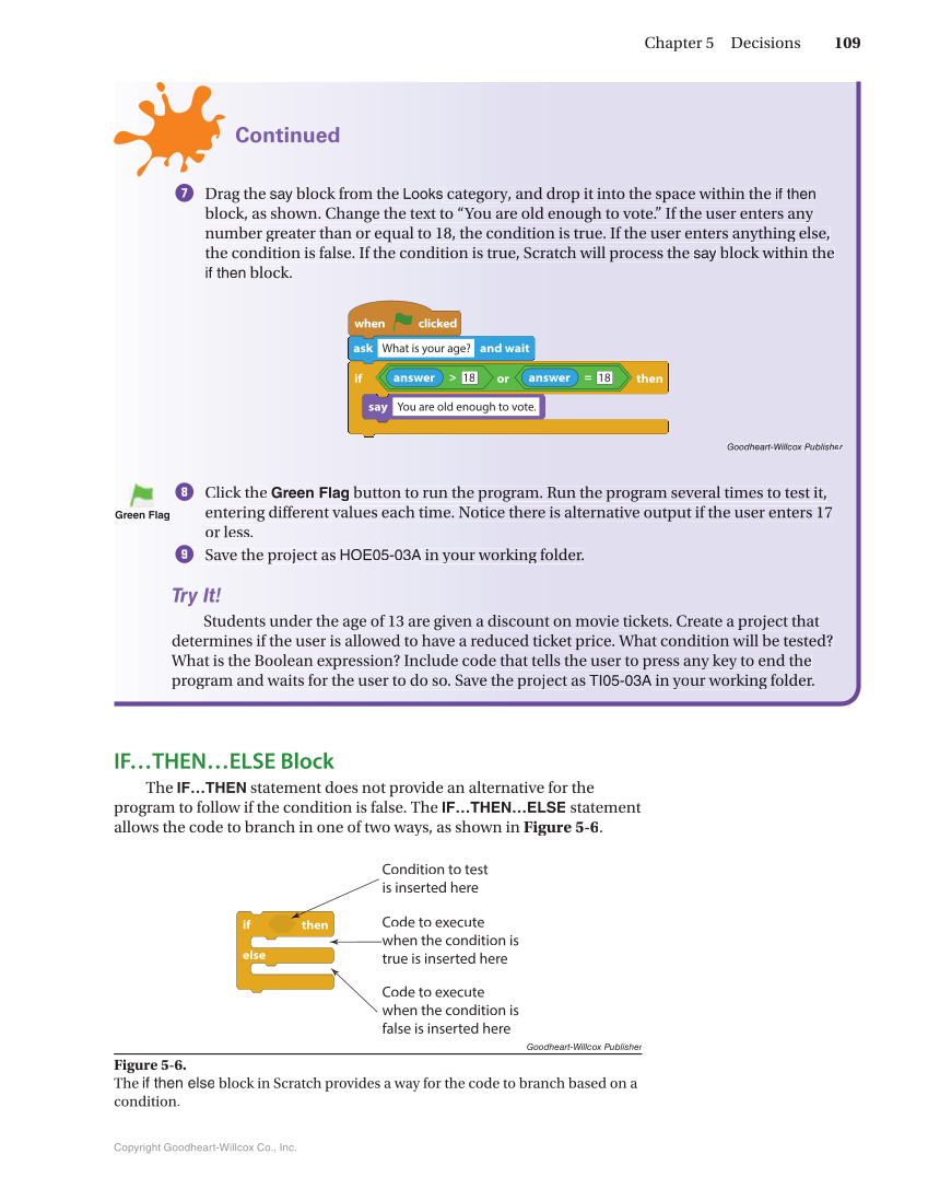 Introduction to Computer Science: Coding, 1st Edition page 109