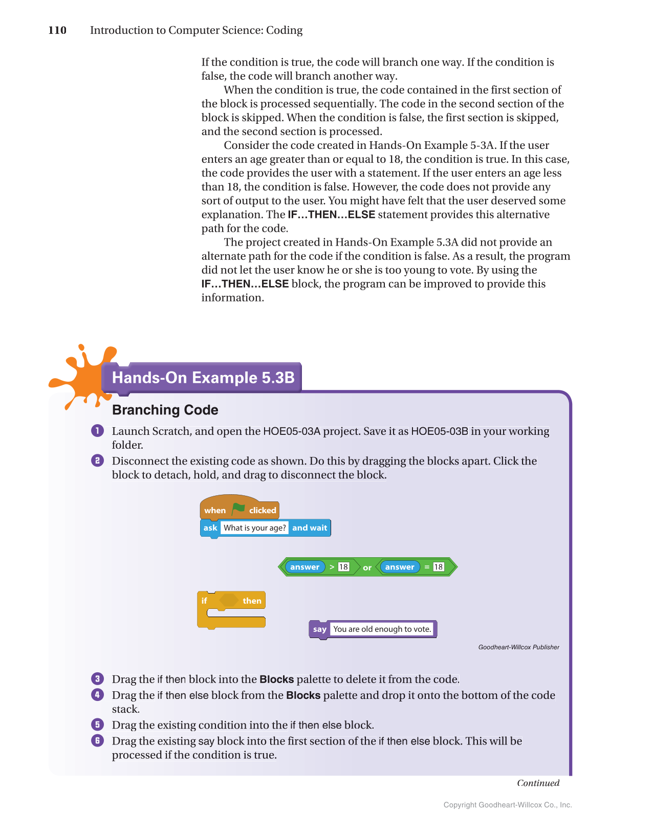 Introduction to Computer Science: Coding, 1st Edition page 110