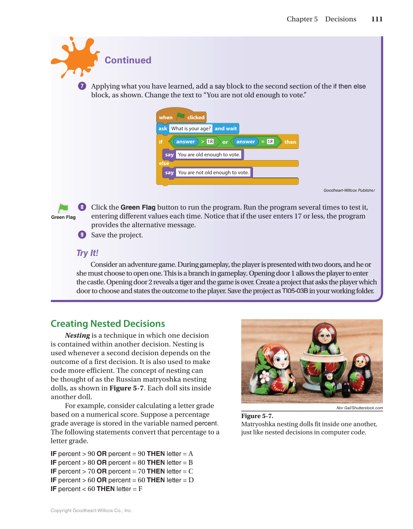 Introduction to Computer Science: Coding, 1st Edition page 111
