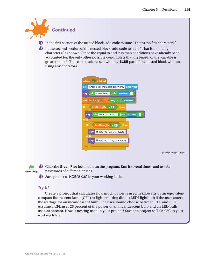Introduction to Computer Science: Coding, 1st Edition page 115