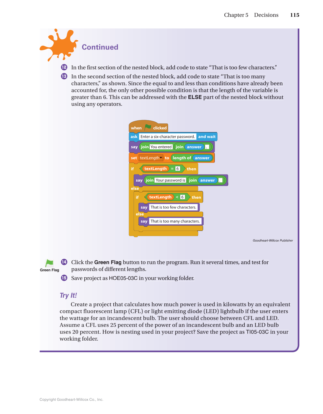 Introduction to Computer Science: Coding, 1st Edition page 115