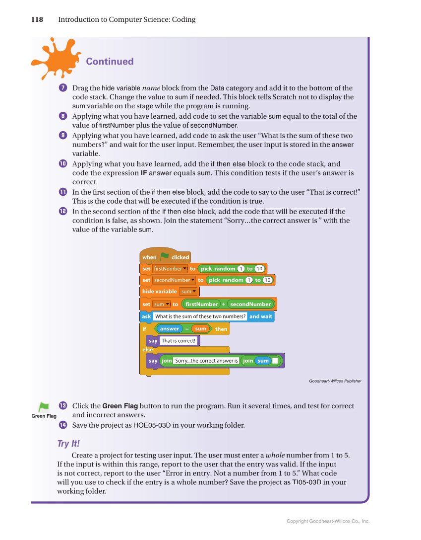 Introduction to Computer Science: Coding, 1st Edition page 118