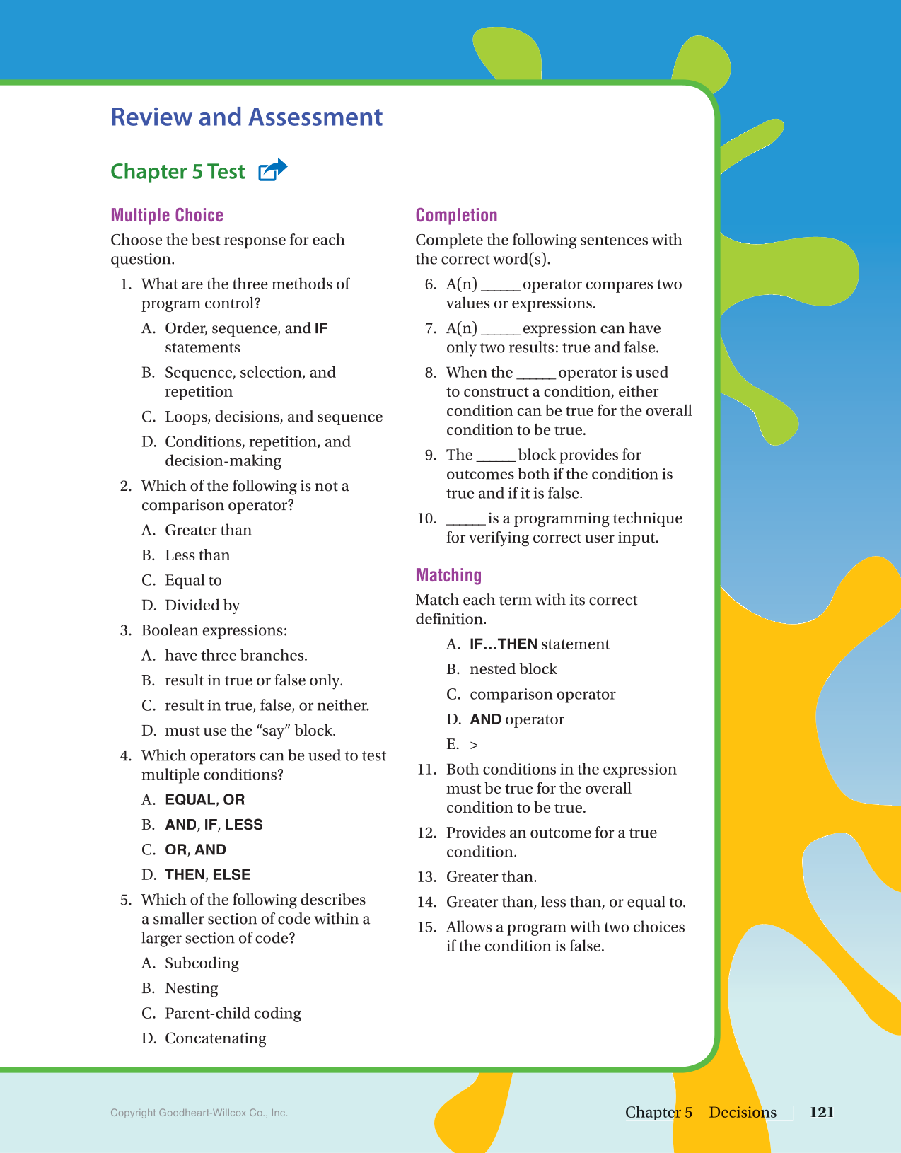 Introduction to Computer Science: Coding, 1st Edition page 121