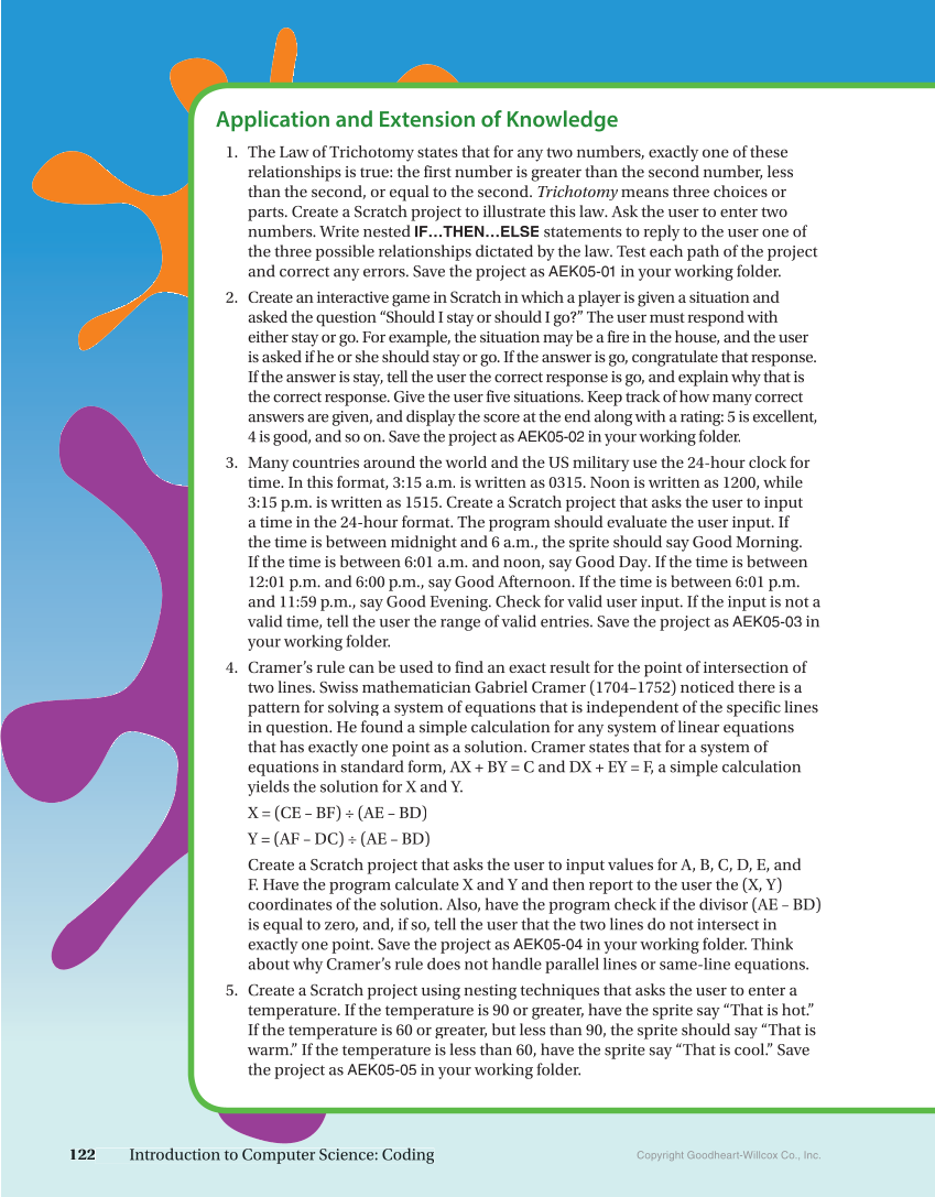 Introduction to Computer Science: Coding, 1st Edition page 122