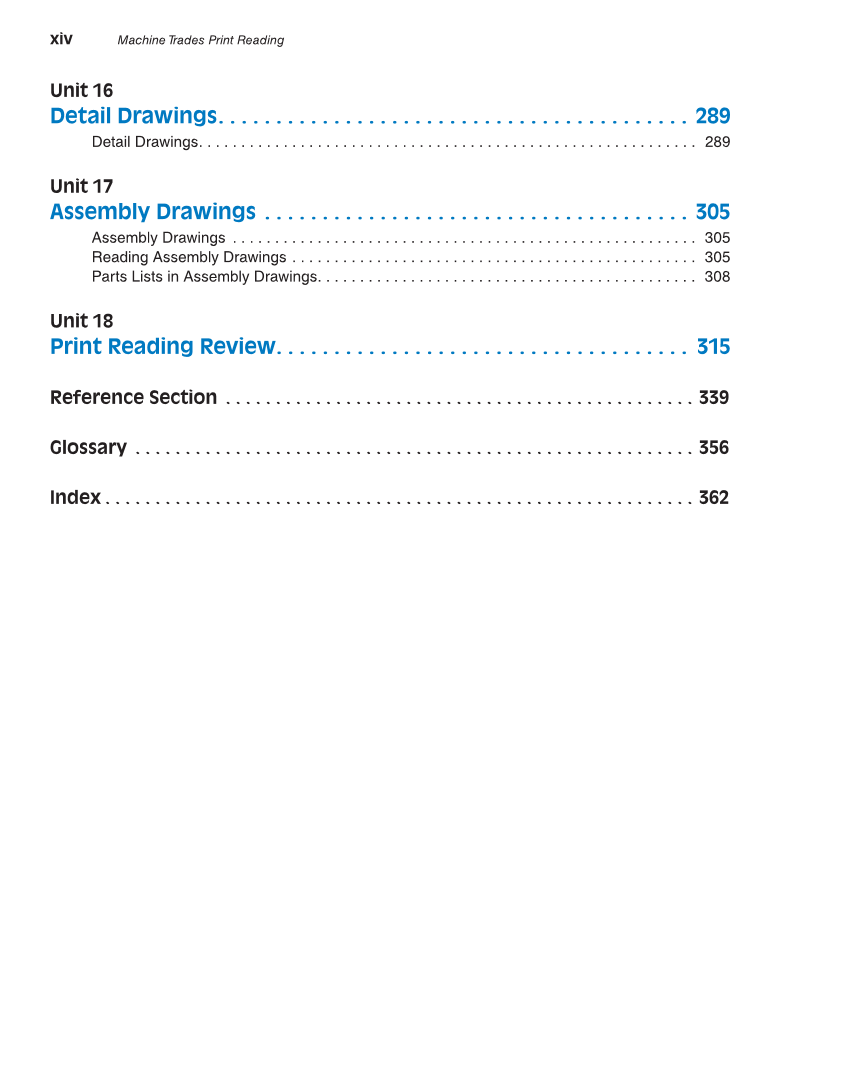 Machine Trades Print Reading, 6th Edition page xiv