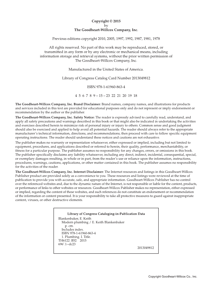 Modern Plumbing, 8th Edition page ii